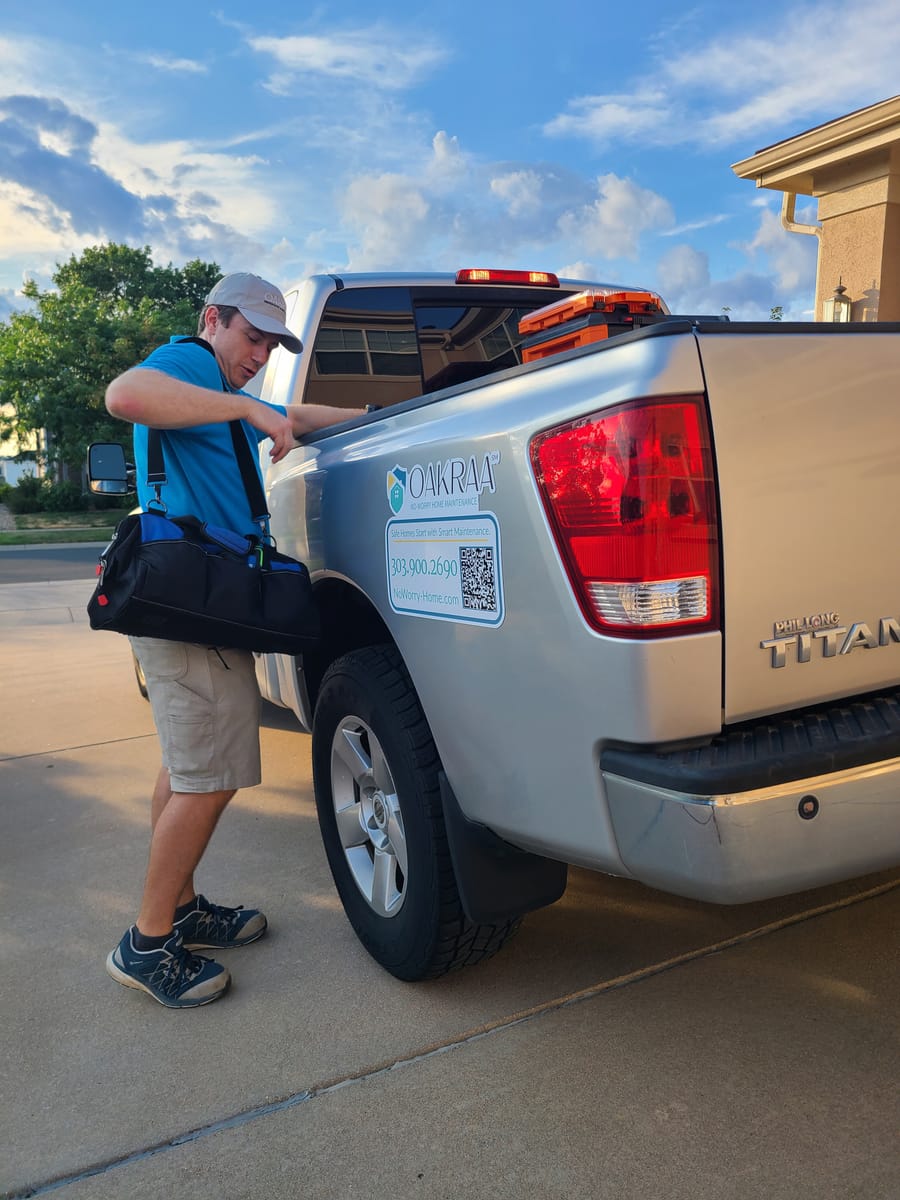 Tools and supplies loaded in the truck